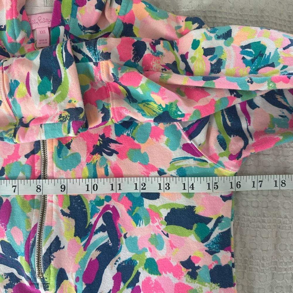 Lilly Pulitzer Pink Multi Half-Zip Hoodie Size XXS Perfect For Summer Layering - Picture 6 of 7